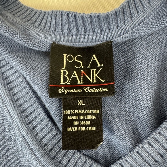 Jos. A. Bank dusty blue V-Neck Sweater vest 100% Pima cotton size XL - Picture 4 of 6